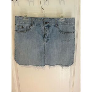 Vintage 90s Bay Studios Khakis Jean Skirt raw edge